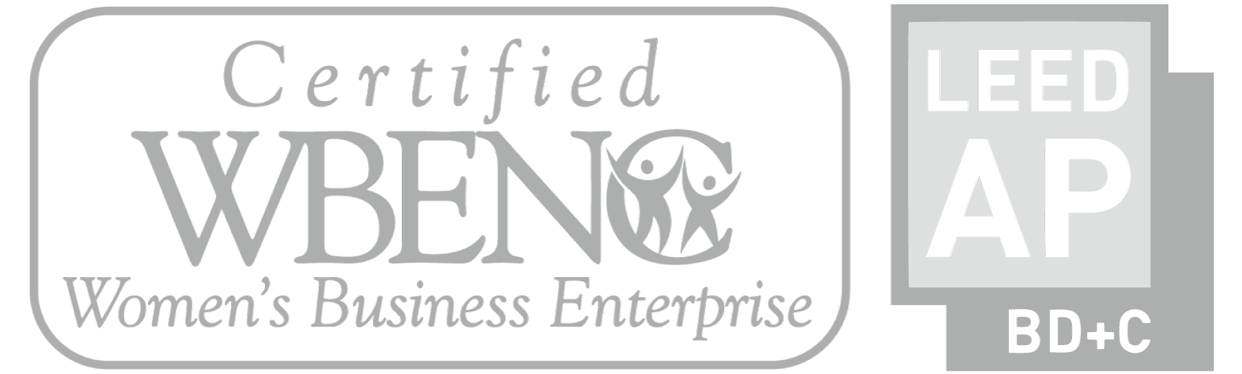 Certified Women's Business Enterprise and LEED AP Certified Logos